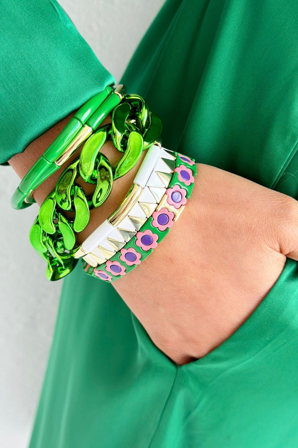 Met Chain Bracelet - Metallic Green