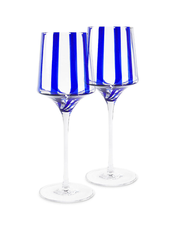 Mykonos Stripe Vino Glass 2Pce Set