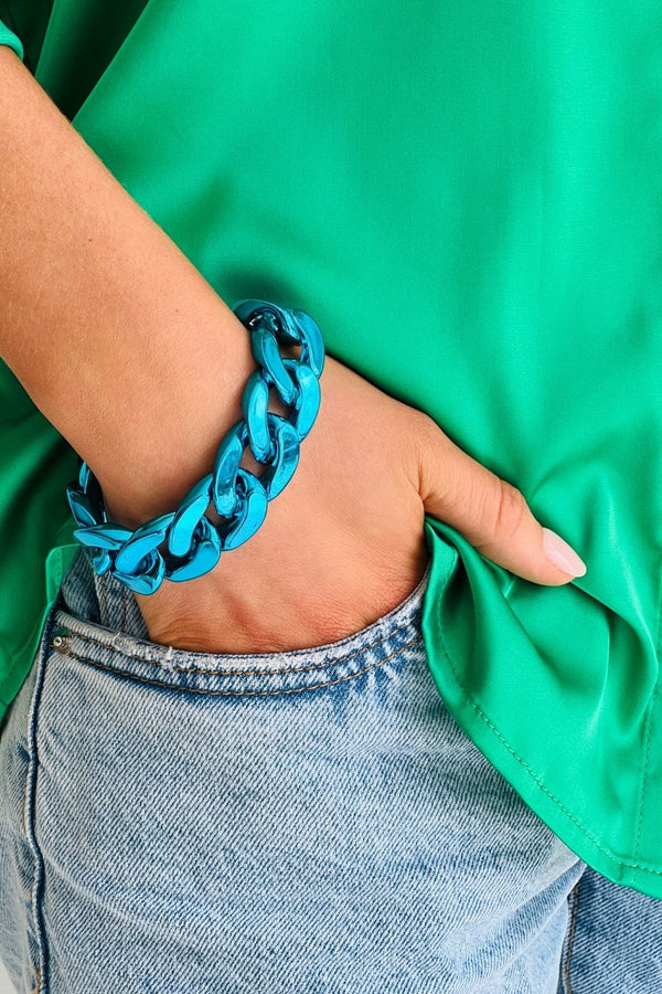 Met Chain Bracelet - Metallic Blue