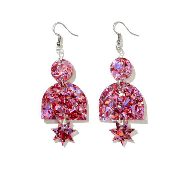 Alexa Earrings// Neon Red & Festive Pink