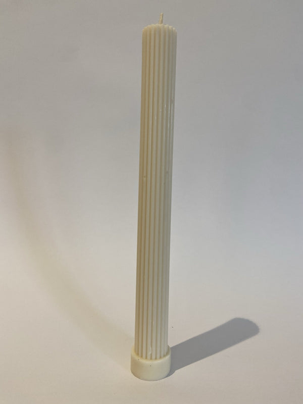 Ribbed Column Candle- Natural 27cm x 3.4cm