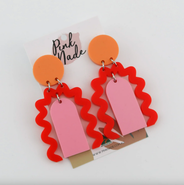 Nat Orange/ Red/ Pink Earrings