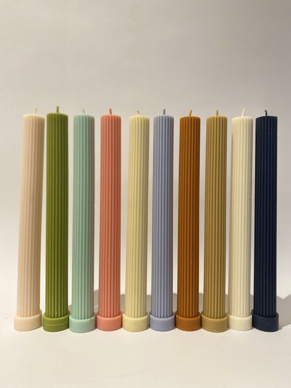 Ribbed Column Candle- Natural 27cm x 3.4cm