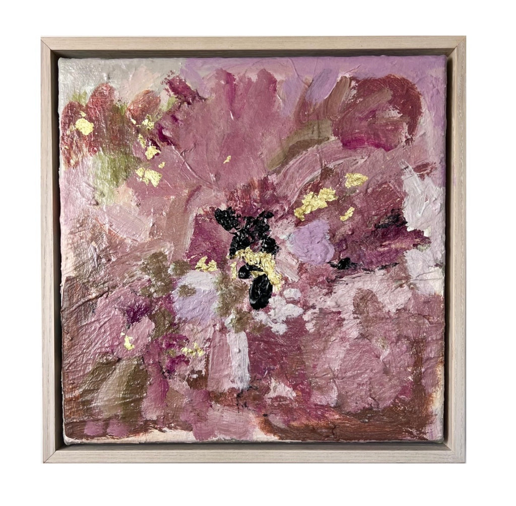 "Pink Peony 2" 33 x 33cm Framed in Oak