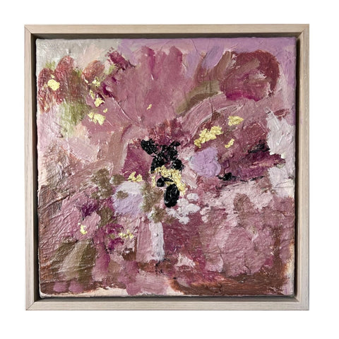 "Pink Peony 2" 33 x 33cm Framed in Oak