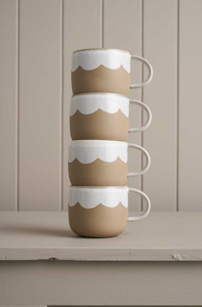 Scallop Breakfast In Bed Mug Set/4 - Snow