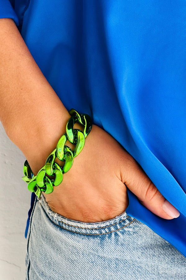 Met Chain Bracelet - Metallic Green