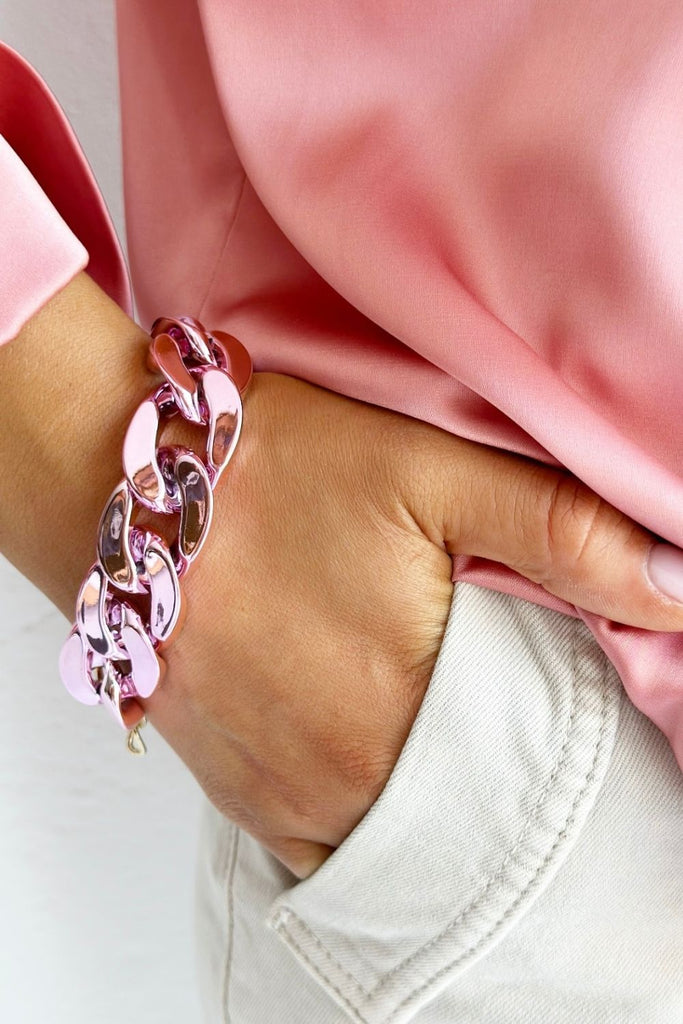 Met Chain Bracelet - Metallic Light Pink