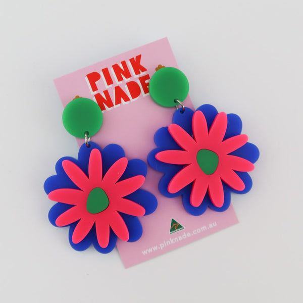 Ashy Blue/ Hot Pink/ Green Dangle Earring