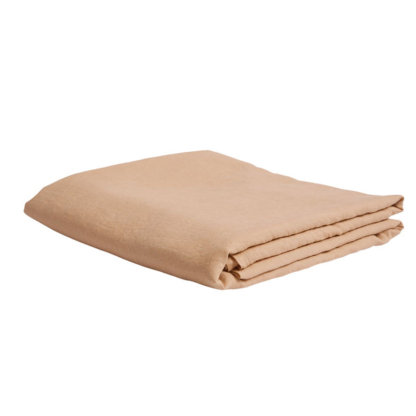Linen Flat Sheet Cashew - Queen