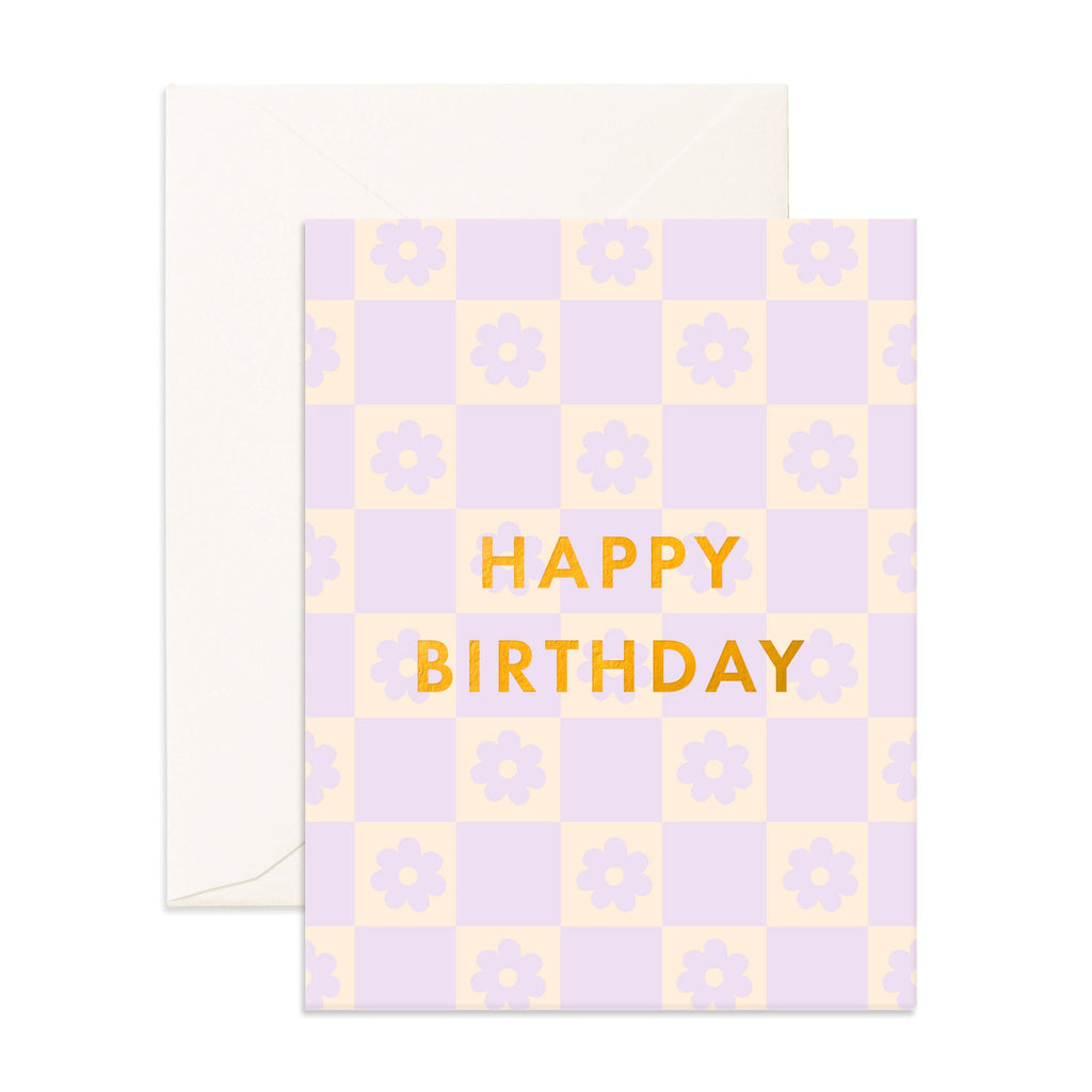 Birthday Lilac Daisy Grid Greeting Card