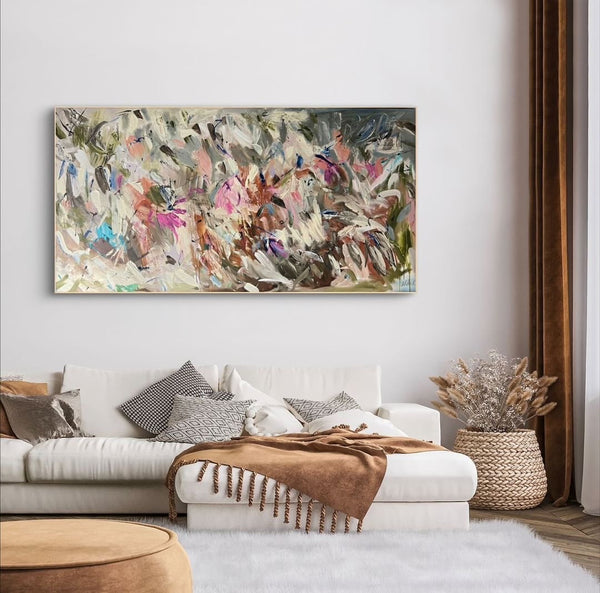 "Finding Flora" by Aliki Kapoor 203 x 103cm Framed in Oak