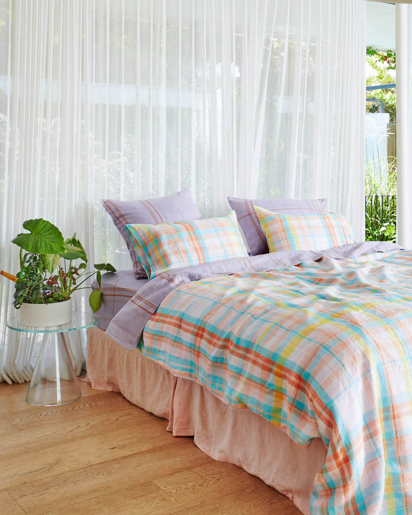Paradise Tartan Linen Pillowcases - 2Pce Set