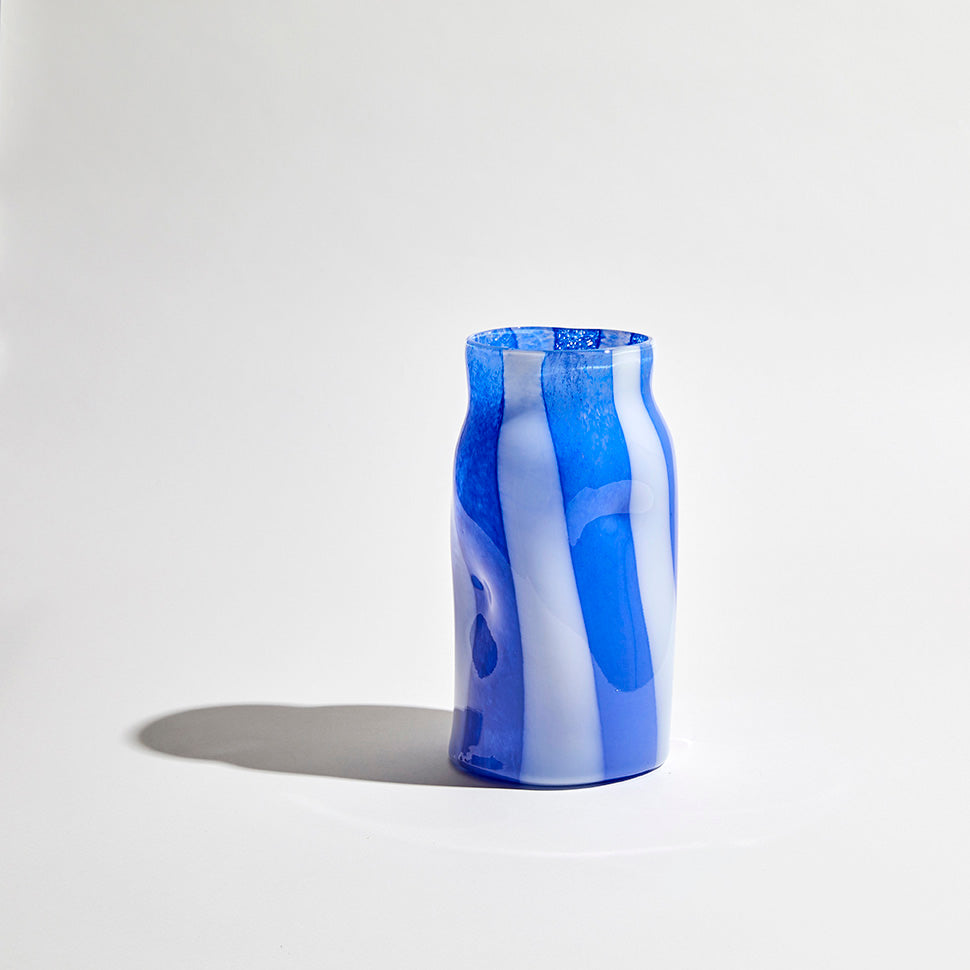 Candy Vase Cylinder - Cobalt/ White