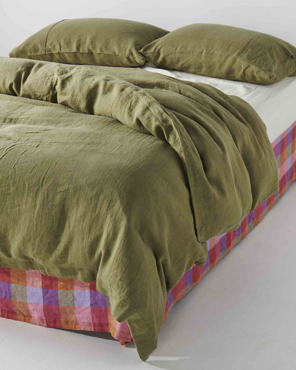 Olive Linen Pillowcases 2Pce Set