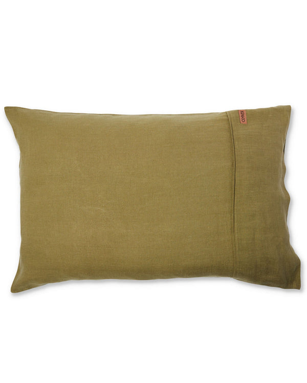 Olive Linen Pillowcases 2Pce Set