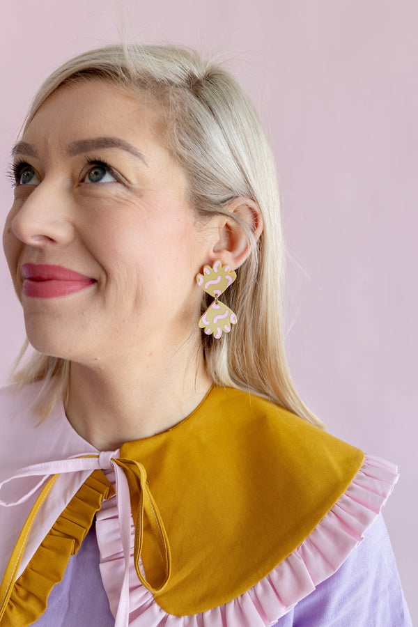 The Grace Fandangle Mustard/ Pink Dangle Earring