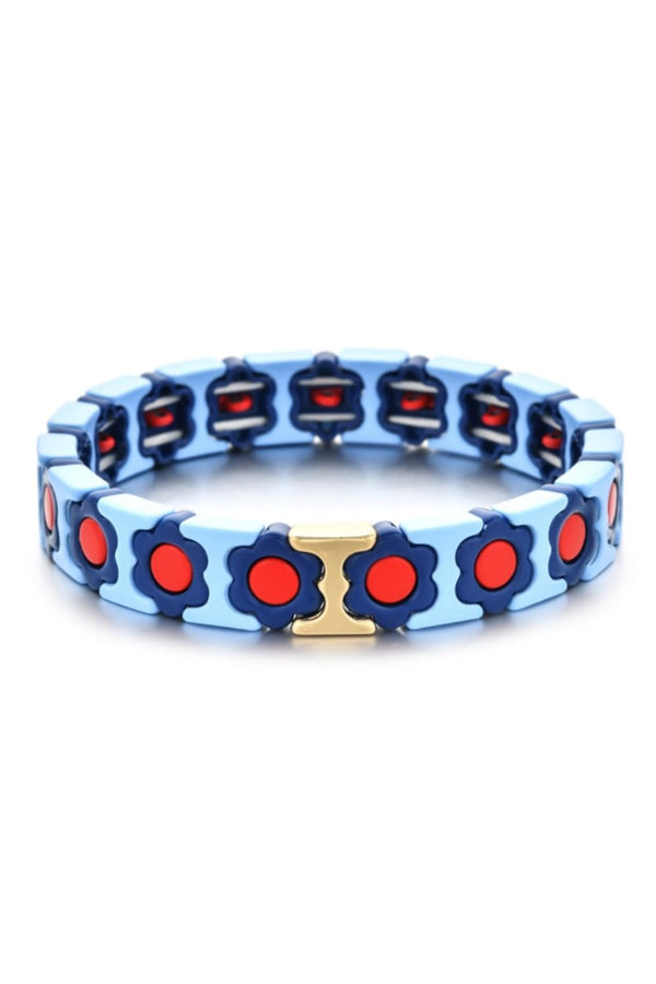 Daisy Chain Bracelet - Navy/ Pale Blue/ Red