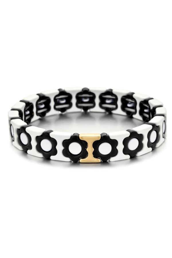 Daisy Chain Bracelet - Black/ White/ Gold