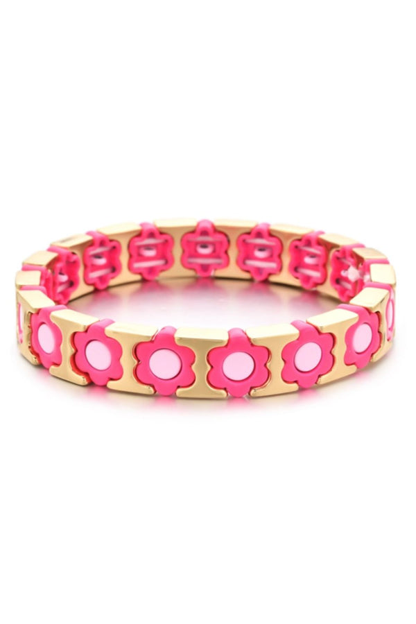 Daisy Chain Bracelet - Hot Pink/ Pale Pink/ Gold