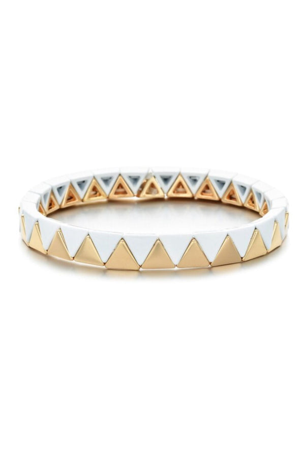 Pyramid Bracelet - White/ Gold
