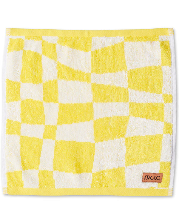Checkerboard Terry Face Washer - Yellow