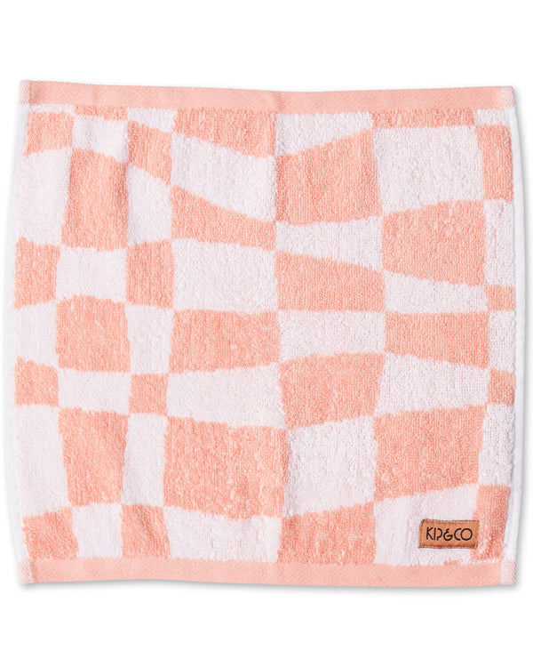 Checkerboard Terry Face Washer - Pink