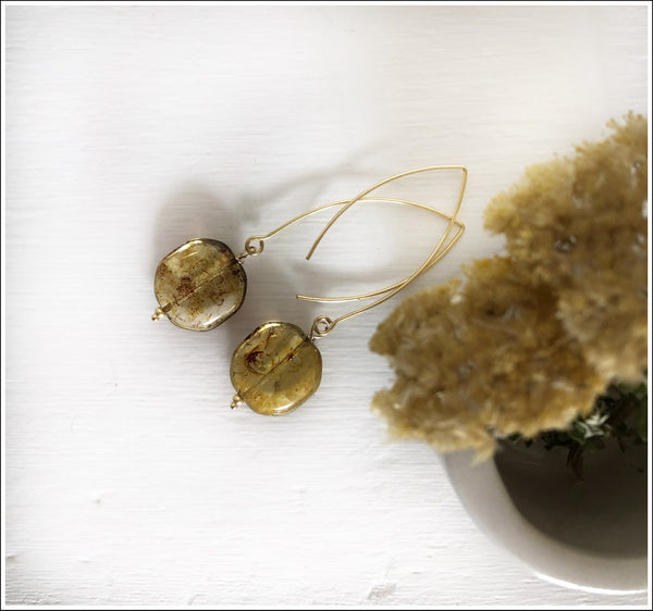 Hand Blown Glass Pins. 16K Gold Plated Wires. Hand Blown Glass Beads