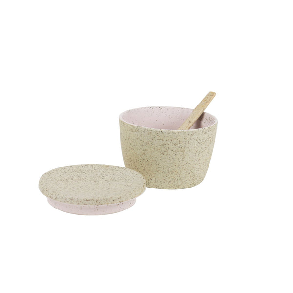 Sugar Pot & Spoon Set - Pink Granite
