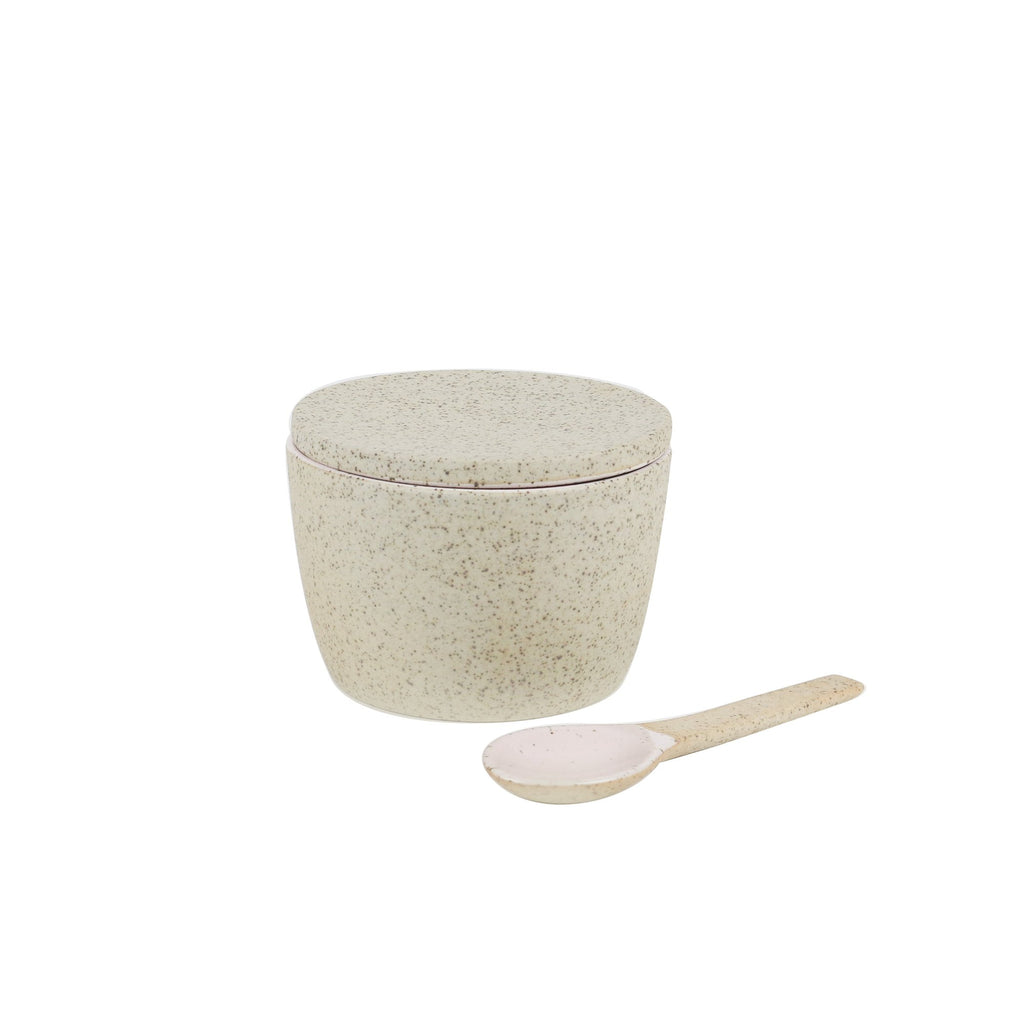 Sugar Pot & Spoon Set - Pink Granite
