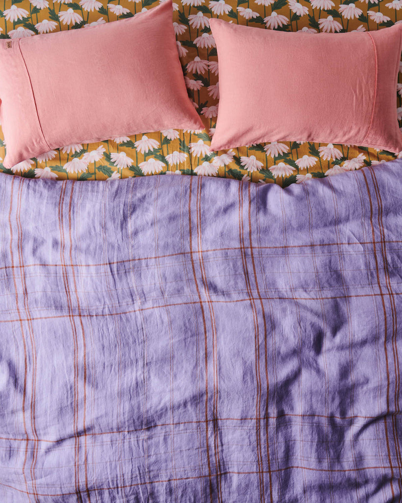 Santa Monica Tartan Linen Quilt Cover - Queen