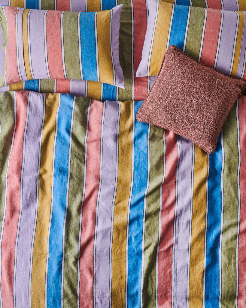 Majorca Stripe Woven Linen Pillowcases 2Pce Set