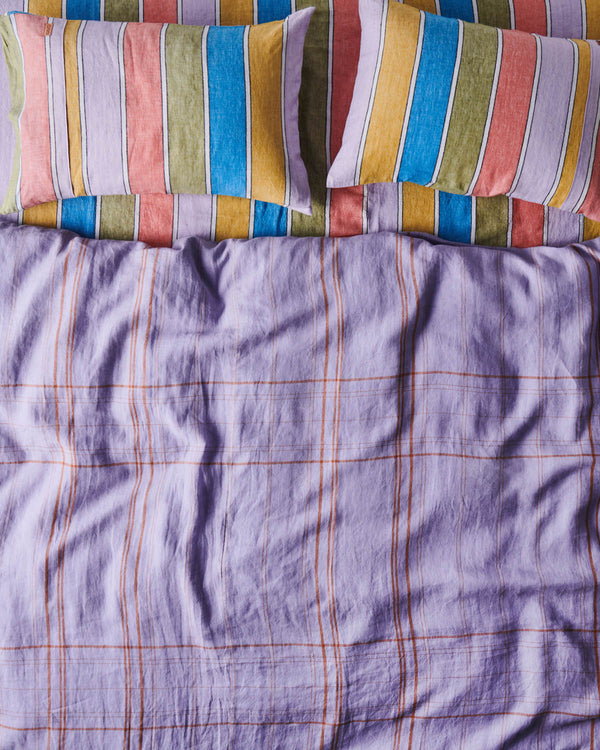 Majorca Stripe Woven Linen Fitted Sheet - Queen