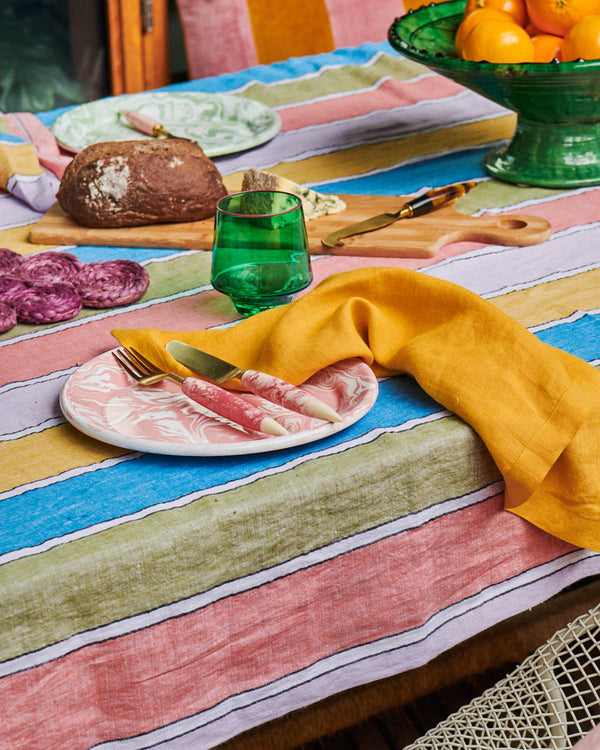 Majorca Stripe Woven Linen Tablecloth