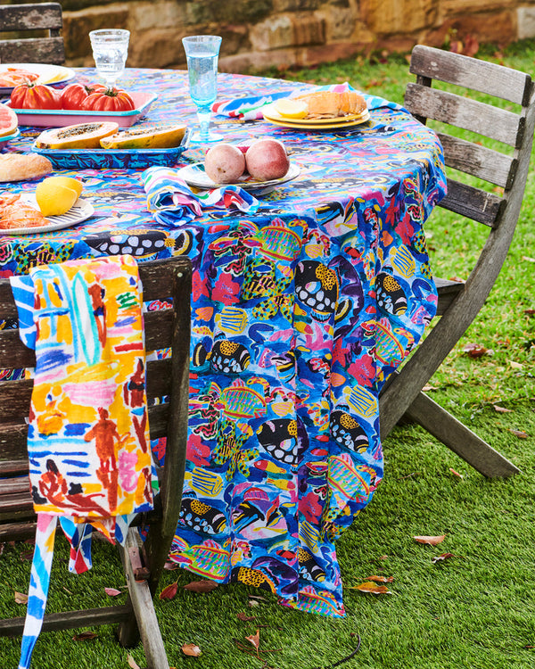 Kip & Co X Ken Done Barrier Reef Garden Linen Tablecloth
