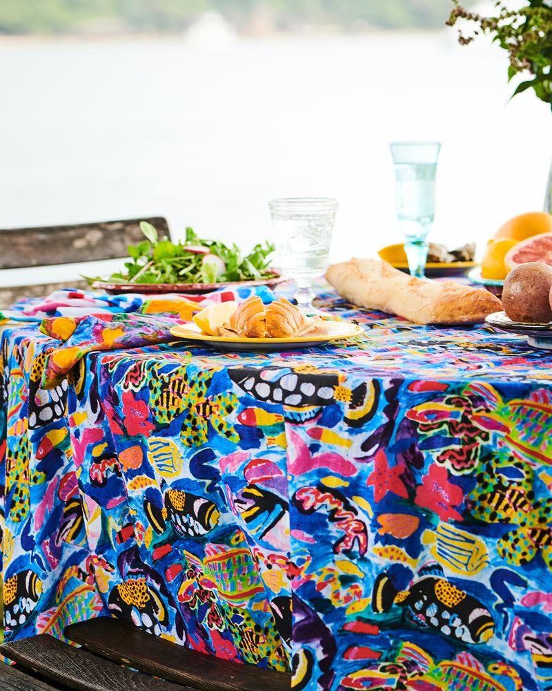 Kip & Co X Ken Done Barrier Reef Garden Linen Tablecloth