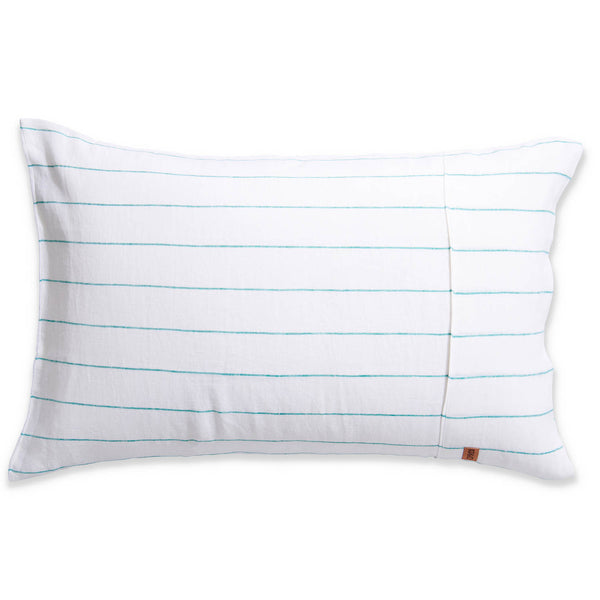 Minty Stripe Linen Pillowcases - 2Pce Set