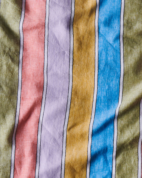 Majorca Stripe Woven Linen Fitted Sheet - Queen