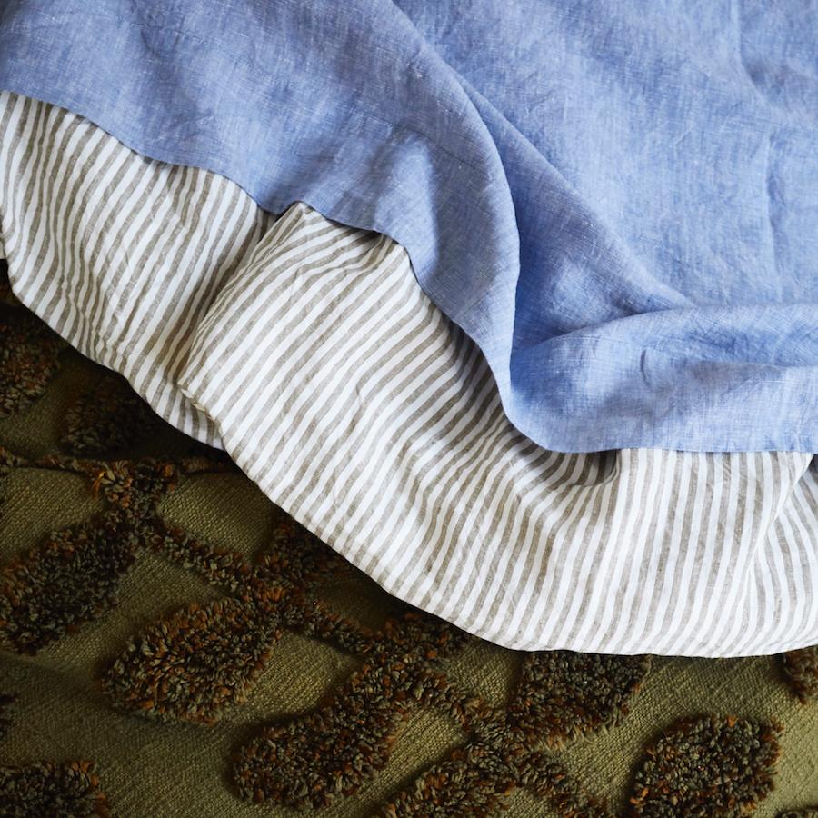 Linen Quilt Cover Moss Stripe