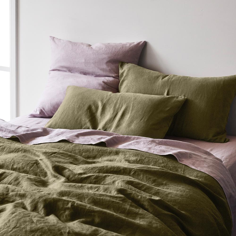 Linen Standard Pillowcase Set 2- Moss