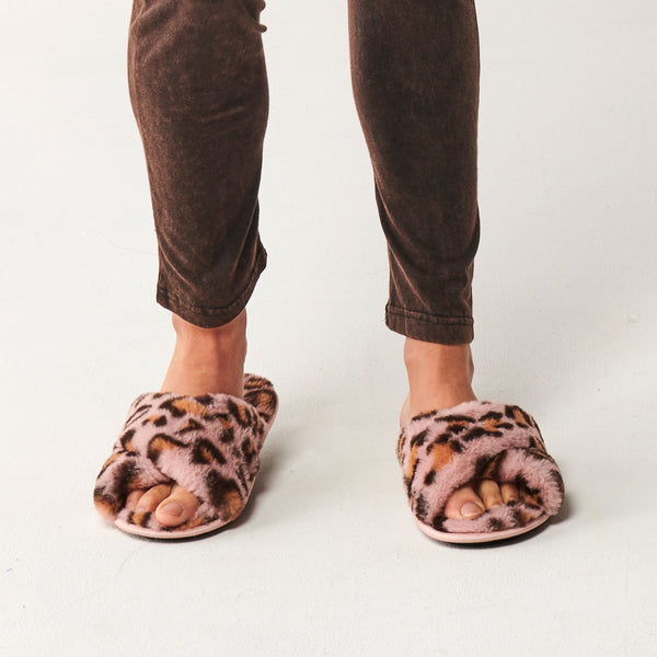 Pink Cheetah Womens Slippers