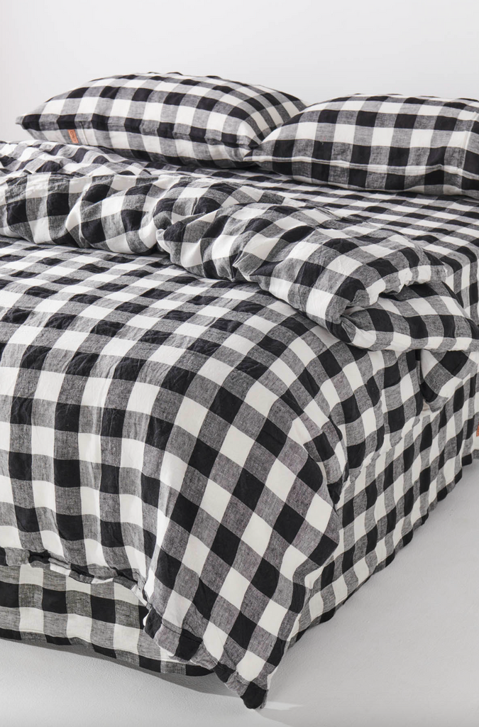 Black & White Gingham Pillowcase - 2Pce Set