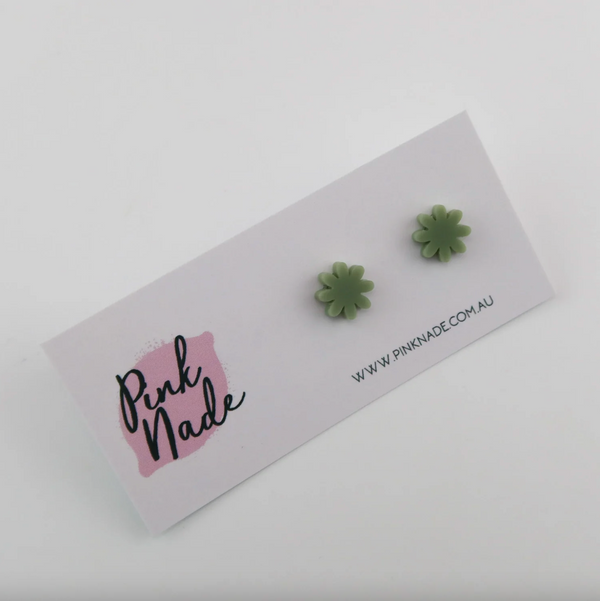 Mini Daisy Stud Earrings - Sage