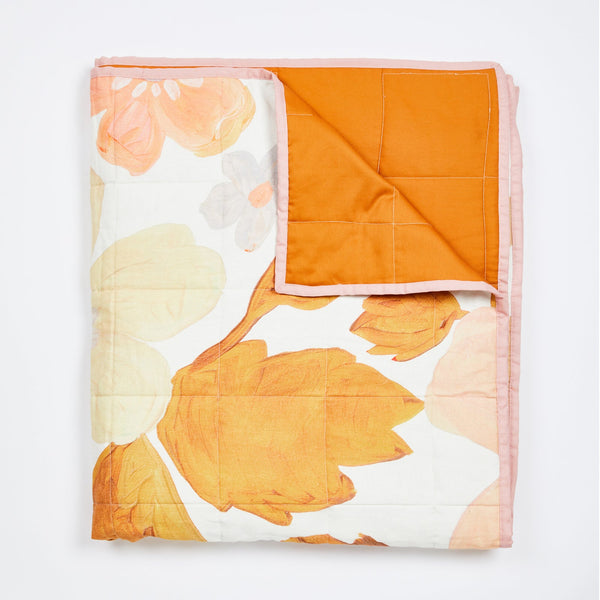 Quilted Throw Pastel Floral Sand