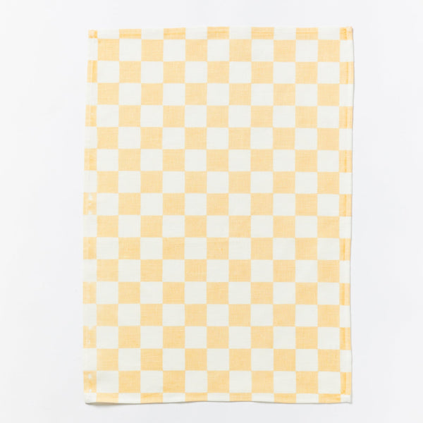 Tea Towel Small Checkers Peach