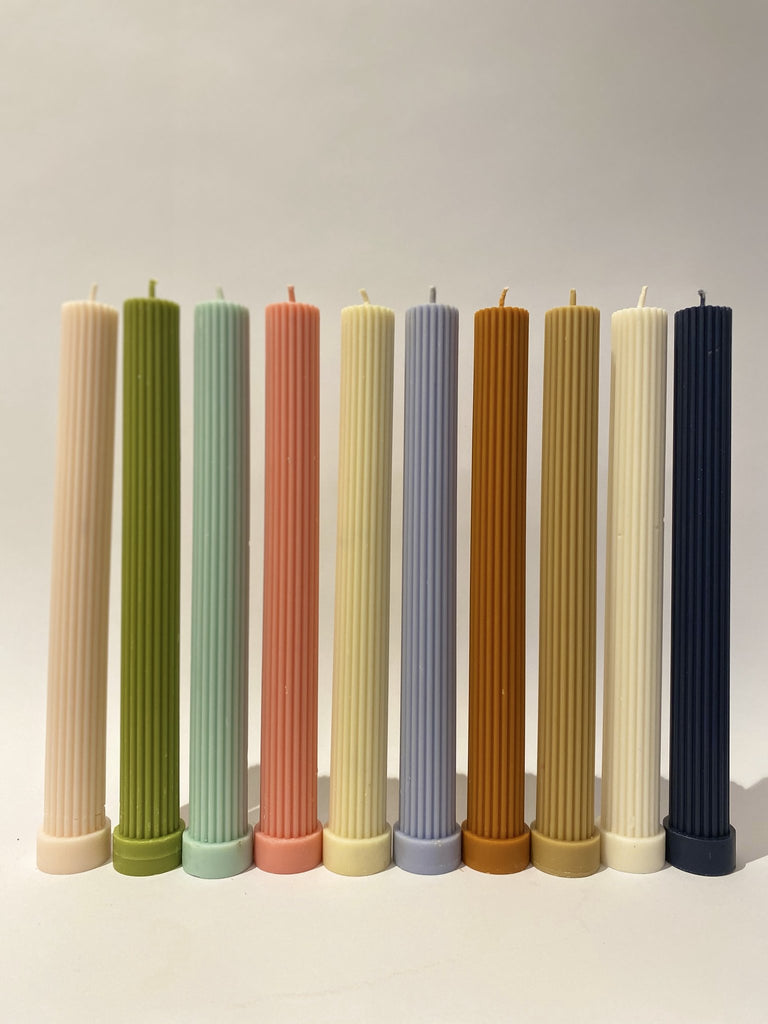 Ribbed Column Candle- Clay 27cm x 3.4cm