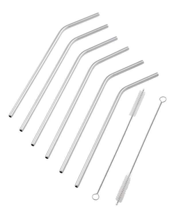 Stainless Steel Straws with Cleaning Brushes. 8Pce Set