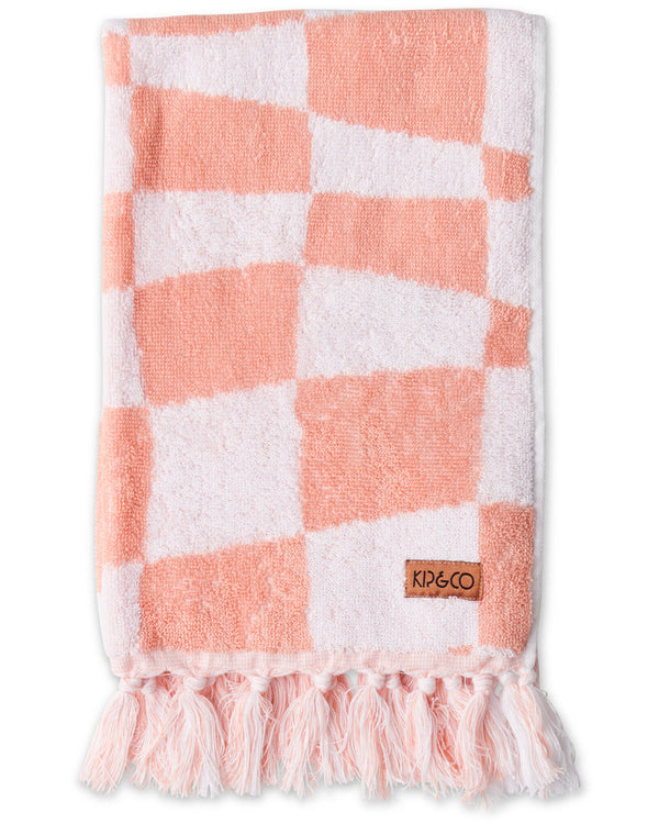 Checkerboard Terry Hand Towel - Pink