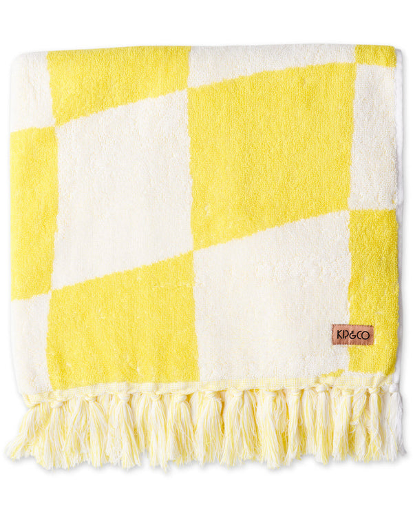 Checkerboard Terry Bath Robe - Yellow