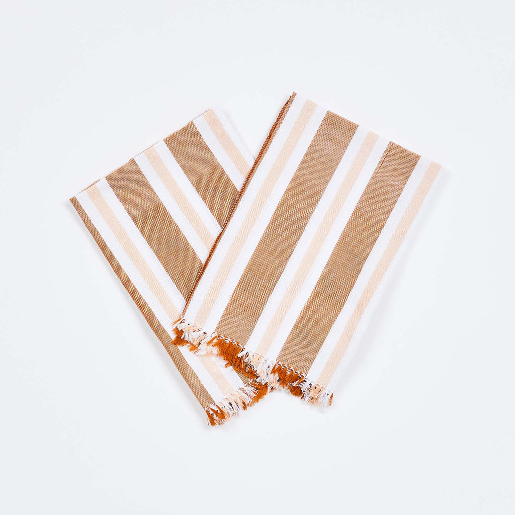 Napkin Woven Stripe Tan Peach Set/6